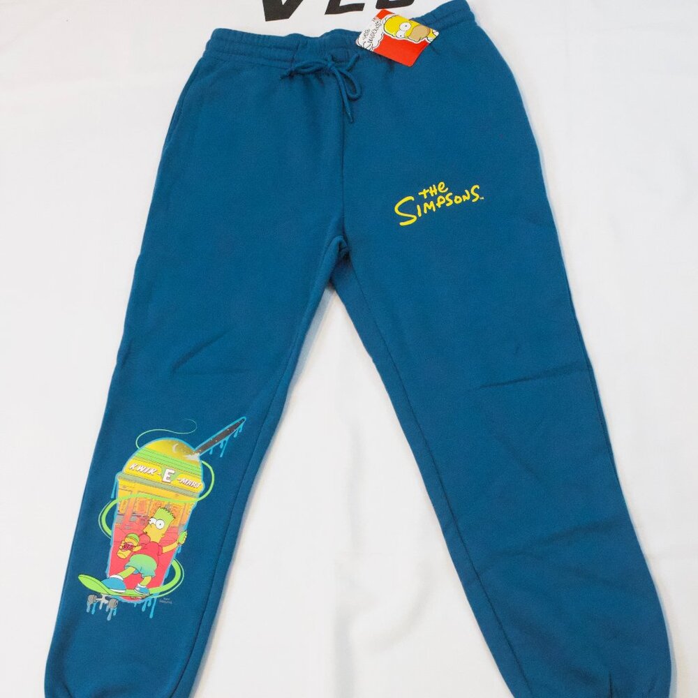 NWT Men's Official Bart Simpson The Simpsons Blue Jogger Sweatpants Size Medium